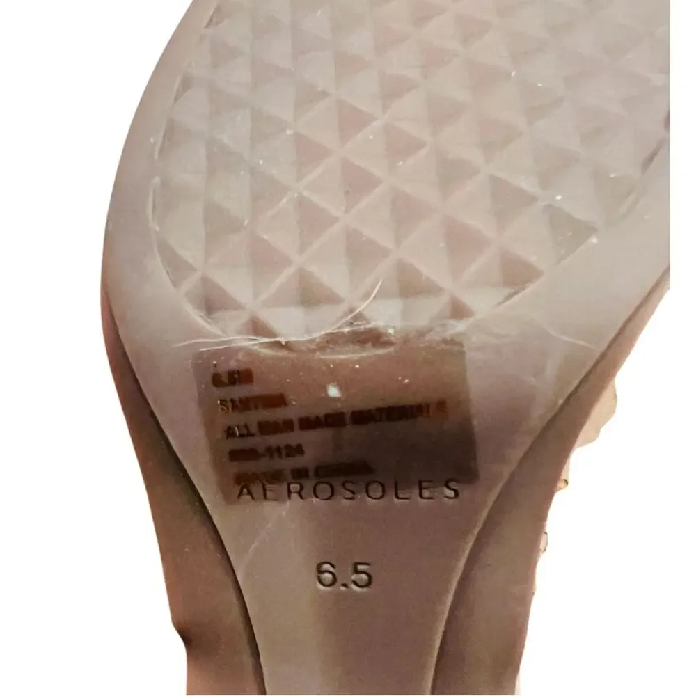AEROSOLES Platform Slingback in Natural Raffia Fabric STYLE SANTINA Size 6.5 New